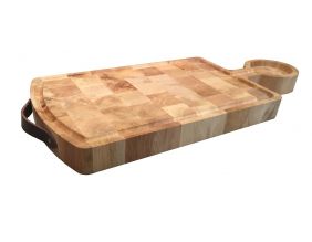Planche Billot en bois de charme avec lanière en cuir