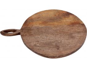 Planche à découper ronde en bois avec poignée 49 x 38 cm