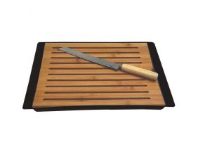 Planche à pain en bambou 38x27 cm avec couteau (Noir)