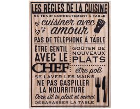 Plaque en bois Règles de la cuisine 30 x 40 cm