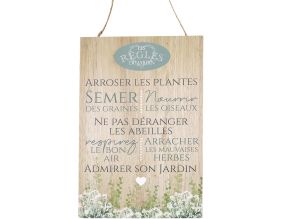 Plaque en bois Règles du jardin 20 x 30 cm