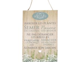 Plaque en bois Règles du jardin 20 x 30 cm