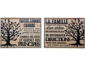 Plaque décorative en bois Famille et arbre de vie 30 x 40 cm (Lot de 2)