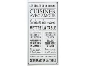 Plaque décorative en métal Les règles de la cuisine 30x60 cm