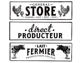 Plaque décorative en métal ferme 53x16 cm (Lot de 3)