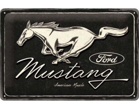 Plaque décorative en métal en relief 30 x 20 cm (Ford Mustang - Horse Logo)