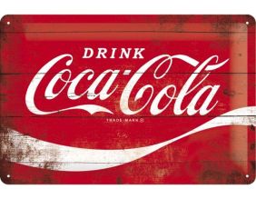 Plaque décorative en métal en relief 30 x 20 cm (Coca Cola Logo Rouge)