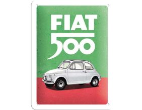 Plaque décorative en métal en relief 20 x 15 cm (Fiat 500 - Italian Colours)