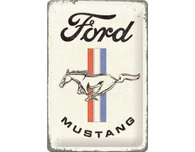 Plaque décorative en métal en relief 30 x 20 cm (Ford Mustang - Horse & Stripes)