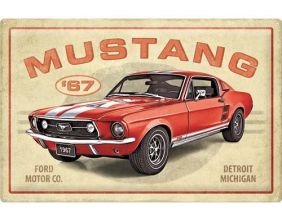 Plaque décorative en métal en relief 40 x 60 cm (Ford Mustang GT 1967)