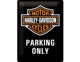 Plaque décorative en métal en relief 40 x 30 cm (Harley Davidson Parking Only)