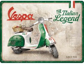 Plaque décorative en métal en relief 40 x 30 cm (Vespa - Italian Legend)