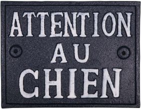 Plaque en fonte Attention au chien