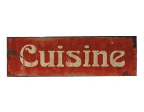 Plaque en tôle rouge antique Cuisine