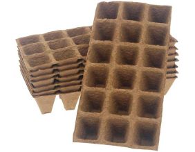 Plaques de 18 pots carrés biodégradables 5 cm (Lot de 8)