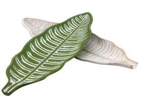 Plat feuille en bois patiné (Lot de 2)
