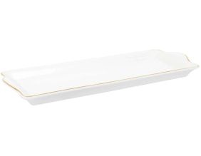 Plat de service en porcelaine liseré doré 34 x 14 cm