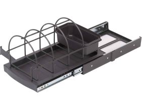 Plateau pour accessoires de cuisine fixation par le bas et extraction manuelle