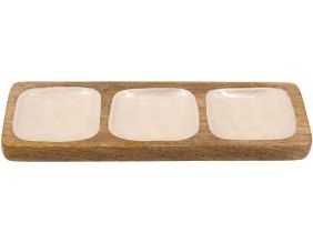 Plateau en manguier et émail Nacre (3 blocs)