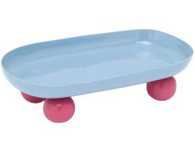 Plateau ovale en métal Double Funky (Bleu clair et rose fuschia)