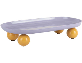 Plateau oval en métal Double Funky Large (Violet et jaune)