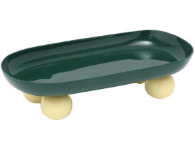 Plateau ovale en métal Double Funky (Vert et jaune)