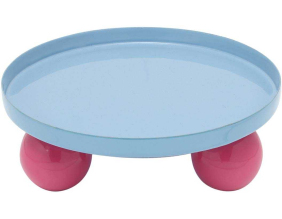 Plateau rond en métal Double Funky (Bleu et rose)