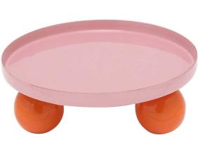 Plateau rond en métal Double Funky (Rose et orange)