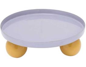 Plateau rond en métal Double Funky (Violet et jaune)