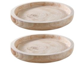 Plateau rond en paulownia (Lot de 2)