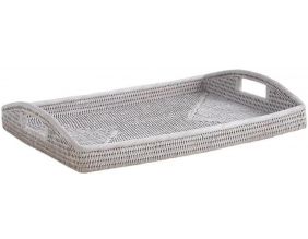 Plateau en rotin 52 cm La Grande époque (Blanc)