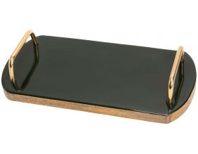 Plateau de service poignées en métal 30 x 15 cm (Manguier Vert sapin)