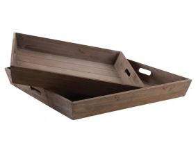 Plateaux carrés en bois (Lot de 2)