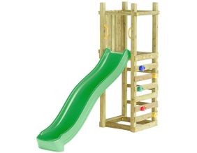 Plateforme de jeux en bois Funny (Toboggan + mur d'escalade)