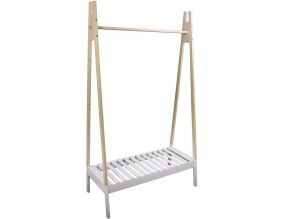 Portant à vêtements en bois scandinave (Blanc)