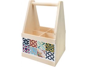 Porte-bouteilles en bois impression carreaux de ciment