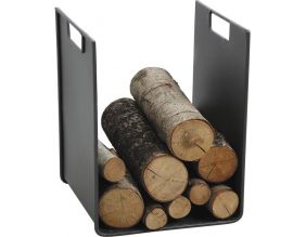 Porte-bûches métal gris avec poignées Design