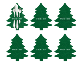 Porte-couverts de noel en feutrine (Lot de 24) (Vert)