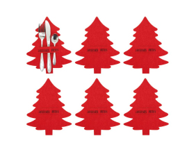 Porte-couverts de noel en feutrine (Lot de 24) (Rouge )