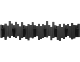 Porte manteau mural 8 crochets repliables Sticks (Noir)