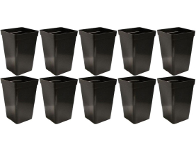 Pot carré noir haut 1.8 litres - 10.5 x 10.5 x 22cm  (Lot de 10)