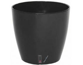 Pot en plastique rond avec réserve d'eau 45 cm Eva (Noir)