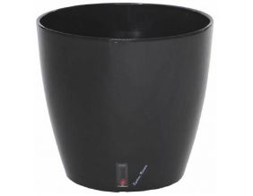 Pot en plastique rond avec réserve d'eau 25.5 cm Eva (Noir)