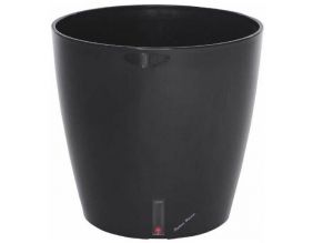 Pot en plastique rond avec réserve d'eau 30 cm Eva (Noir)
