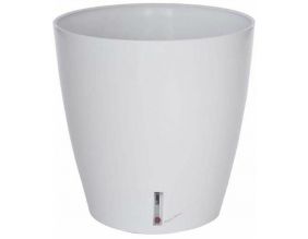 Pot en plastique rond avec réserve d'eau 45 cm Eva (Blanc)