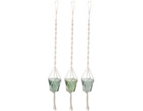 Pots suspendus en verre et macramé My Little Market (Lot de 3)