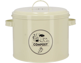 Poubelle de cuisine à compost ronde 6 litres (Crème)