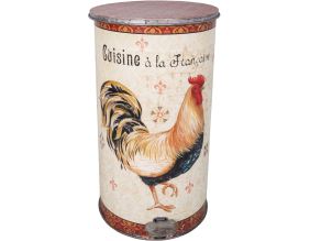 Poubelle ronde en fer Coq Cuisine à la française 27.5 x 45 cm