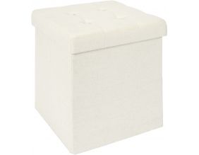 Pouf coffre carré pliable Eleonor (Beige)