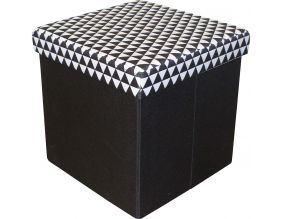 Pouf coffre carré pliable scandinave (Noir)